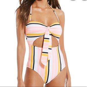 NWT Gianni Bini RetroStripe Bandeau Knot One Piece